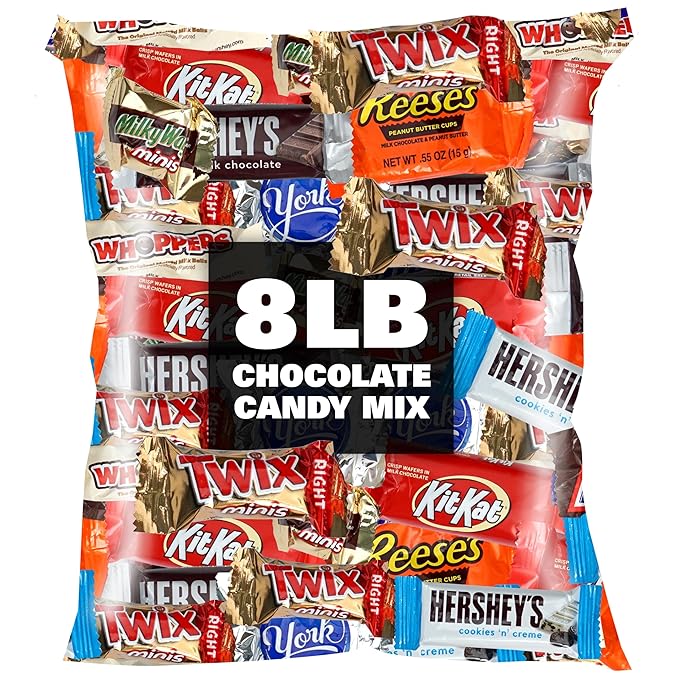 Chocolate Candy Variety Pack 8lb Bulk Chocolate Candy Pinata Candy Individually Wrapped Chocolate Fun Size Candy Bars