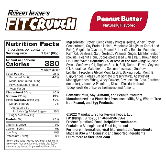 FITCRUNCH Full Size Protein Bars 6-Layer Baked Bar 6g of Sugar Gluten Free &amp Soft Cake Core (12 Bars Variety Pack)