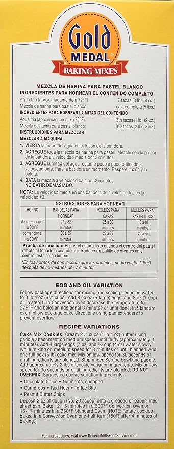 GeneralMills LR/D GOLD MEDAL WHITE CAKE MIXES 6 CASE 5 POUND 5-pounds