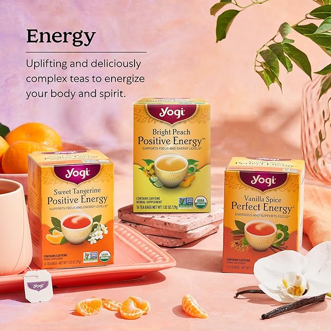 Yogi Tea Vanilla Spice Perfect Energy Tea - 16 Tea Bags per Pack (6 Packs) - Organic Vanilla Energy Tea - Focus Tea - Includes Green Tea Black Tea Ashwagandha L-Theanine &amp More