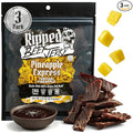 Ripped Beef Jerky - 100% Grass Fed Beef 20g Protein Real Ingredients Gluten Free No MSG Made in USA (Pack of 3 Pineapple)