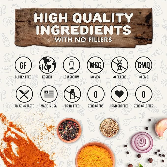 Honey BBQ Rub Mix 2 Bottles by Flavor God - Premium All Natural &amp Healthy Spice Blend for Grilling Chicken Beef Chili Seafood Vegetables &amp Salad - Kosher Gluten-Free Dairy-Free Steak R