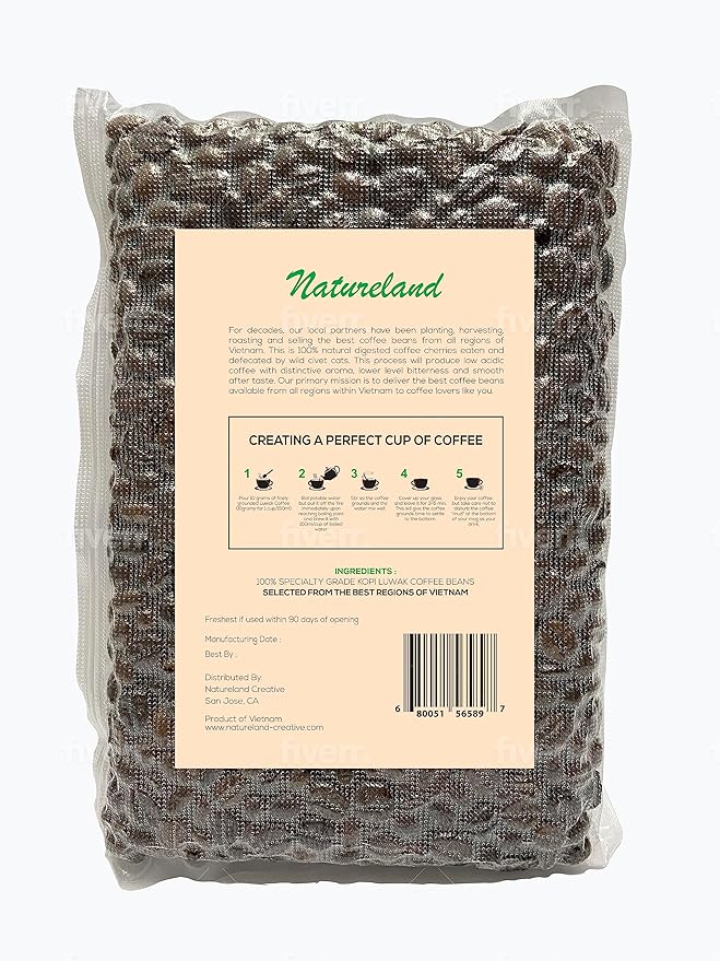 Gate to Nature Wild Civet Arabica Beans Dark Roast 10oz Freshly Made Gourmet Kopi Luwak Coffee Gifts (Gold Label) Luxury Kopi Luwak Coffee Beans Sourced from the best regions of Vietnam Ethically pr