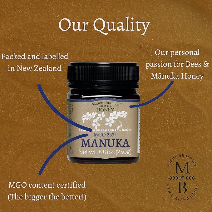 Mason Brothers' Raw Manuka Honey | 3x 8.8oz | MGO 263+/ MGO 514+/ MGO Certified New Zealand Honey Bundle