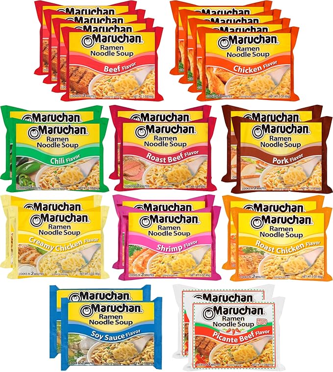 Maruchan Ramen Noodle Soup 24 Count 10 Flavor Variety Pack