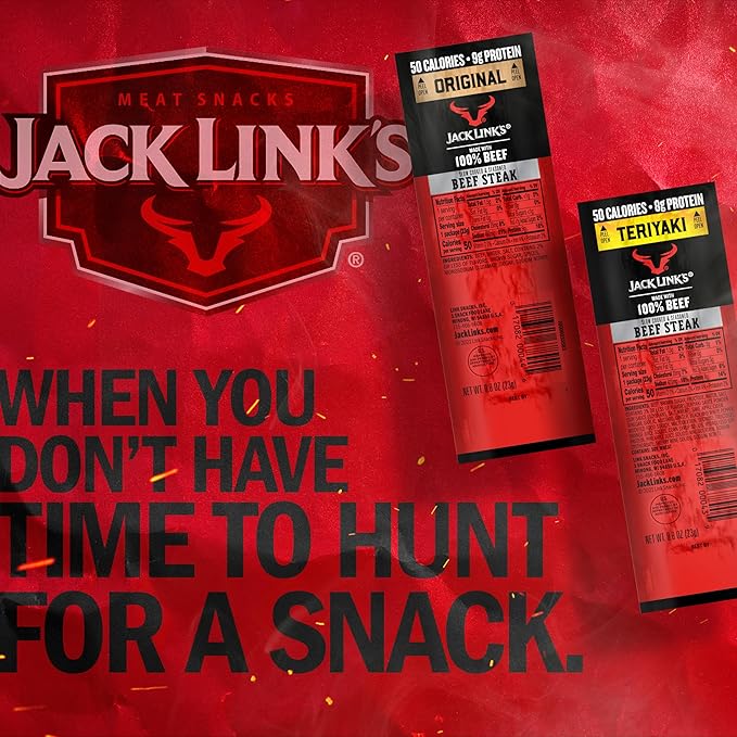 Jack Link's Beef Steak Original and Teriyaki - Protein Snacks Meat Snack Good Source of Protein Made with 100% Beef Individually Wrapped Bulk Snack Pack - 0.8 Oz. (12 Count)