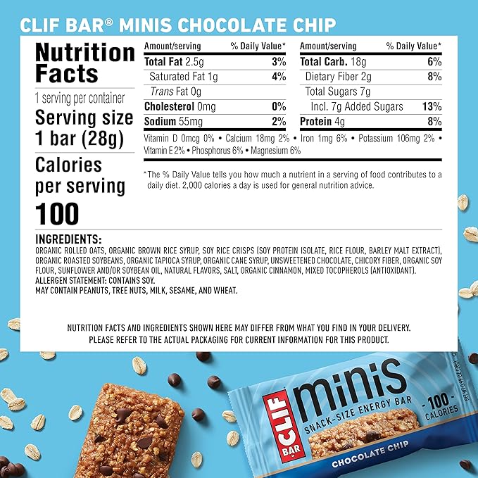 CLIF BARS - Mini Energy Bars - Chocolate Chip - 20 Count + CLIF BARS - Mini Energy Bars - White Chocolate Macadamia Nut - 20 Count