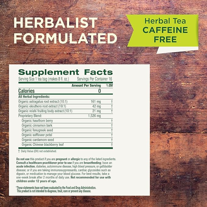 Traditional Medicinals Tea Organic Stress Ease Immune with Adaptogens Everyday Immune Support Reishi Warming Spice 96 Tea Bags