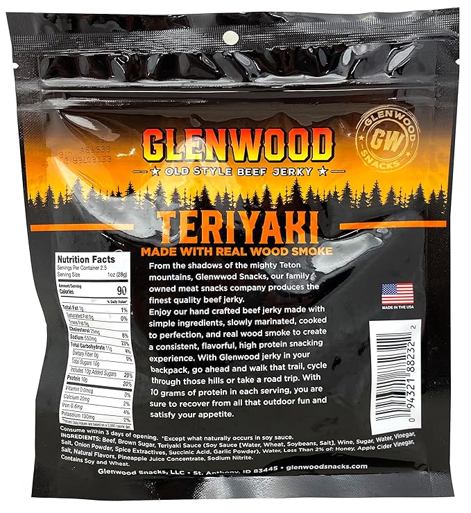 Glenwood Beef Jerky Variety Pack Sweet and Spicy Tender Beef Jerky Sampler Pack of 6 High-Protein Snack Made in the USA