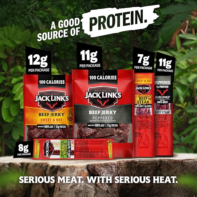 Jack Link's Spicy Beef Jerky Gift Basket Variety Pack - Includes Jerky Meat &amp Cheese Combos and Beef Steaks Great Gift for Men Perfect Hunting Trip Snacks 15-Piece Assorted Spicy Meat Snack P