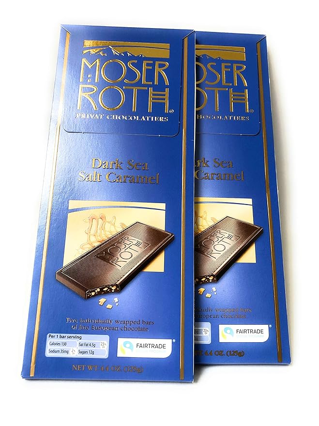 MOSER ROTH German Dark/Sea Salt/Caramel Chocolate Bars (6 Pack)
