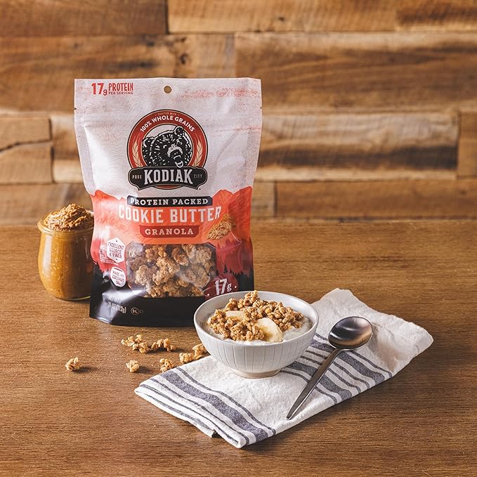 Kodiak Cakes Granola Pouch Cookie Butter High Protein 100% Whole Grains (Pack of 5 pouches)