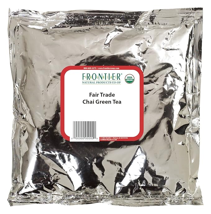 Frontier Co-op Organic Chai Green Tea 1-Pound Bulk Robust Combination of Green Tea &amp Spices Great as Hot Tea Fairtrade
