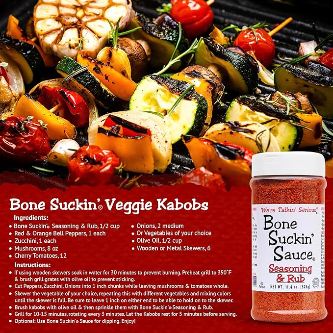 Bone Suckin' Seasoning &amp Rub Original Blend Grilling Rubs Dry Pork Rub Gluten-Free Non-GMO Kosher Great on Ribs Pork Beef Chicken Seafood Pasta Vegetables Even Popcorn and No Msg