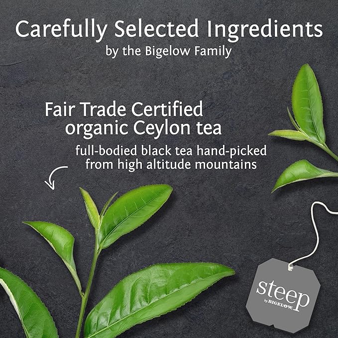 steep by Bigelow Organic English Breakfast Black Tea Caffeinated 20 Count (Pack of 6) 120 Total Tea Bags