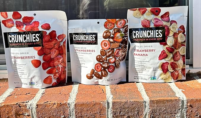 Crunchies Freeze-Dried Fruits 100% All Natural Crispy Fruit Non GMO and Kosher Resealable Freeze Dried Fruit Snack Packs Pack of 6 (Strawberry Lovers Variety Pack)