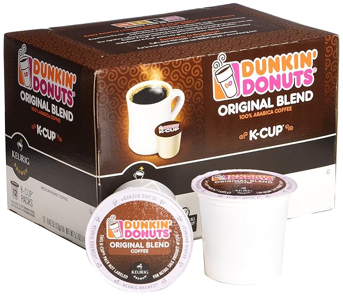 Dunkin' Donuts Original Blend Medium Roast Coffee 12 K Cups for Keurig Makers