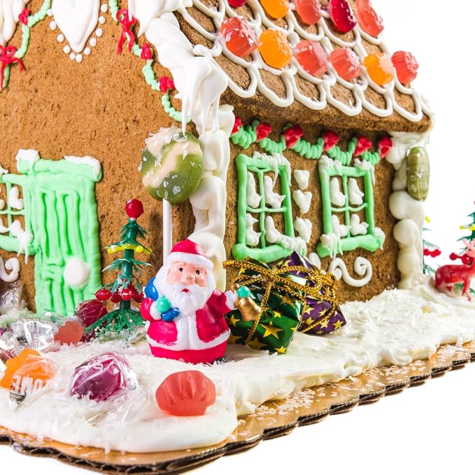 Vegan Allergen-Friendly Gluten-Free Cookie House Kit – 6 Pre-Baked Pieces Display Board Allergen-Free Candy &amp Non-Edible Decorating Figures (Pack of 1 Gingerbread)