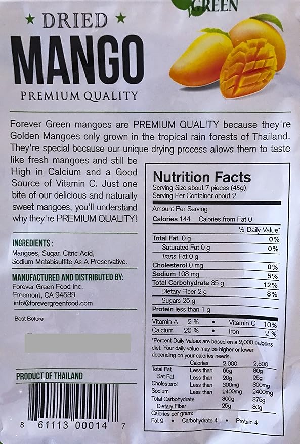 Paradise Green Premium Dried Mango Box of 8 Packs