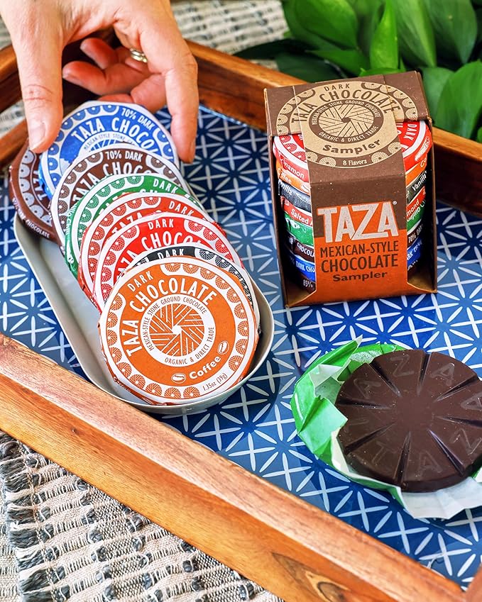 Taza Chocolate Organic Mexicano Disc Stone Ground Variety Pack 1.35 Ounce (8 Count) Vegan