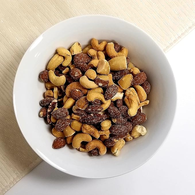 Mixed Nuts Deluxe - Roasted &amp Salted | 32 oz Reusable Container | Healthy Gourmet Variety Snack Mix with Cashews Almonds Brazil Nuts Pecans Hazelnuts (No Peanuts) Holiday Gifts | Keto Vegan F