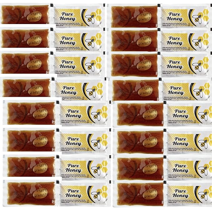 Honey Lover’s Gift Pack – 60 Individual Packets of Pure Honey – Perfect for Tea Coffee Travel and Snacking Single Serve Packet