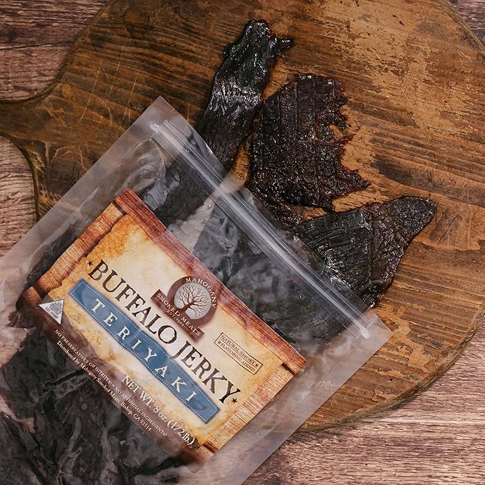 Mahogany Smoked Meats: Teriyaki Buffalo Jerky - 8oz