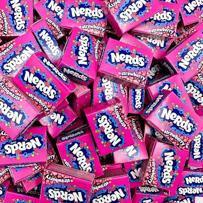 CandyKrave Nerds Mini Candy Bulk Strawberry Flavor - 2 lbs Pack Nerds Mini Boxes Stocking Stuffers – Delicious Individually Wrapped Hard Candy for Kids Birthday Parties &amp other Occassions