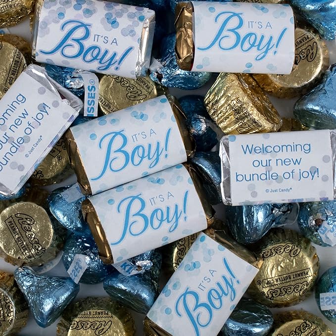 200pcs Personalized It's a Boy Baby Shower Candy Blue Chocolate Party Favors for Guests