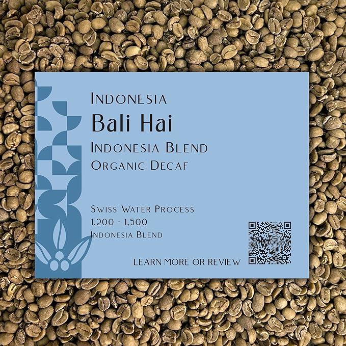 Current Crop Roasting Shop Bali Hai Organic Decaf Coffee Beans – Unroasted Green Coffee – Swiss Water Process – Indonesia Blend – Smooth &amp Balanced with Cocoa &amp Marshmallow Notes - 3 Pound Bag