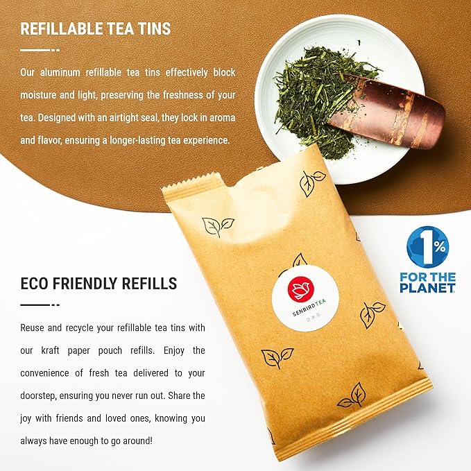 Senbird Premium Sencha - Japanese Green Tea - From Shizuoka Japan - Loose Leaf Tea In Airtight Tea Tin (3.5oz/100g)