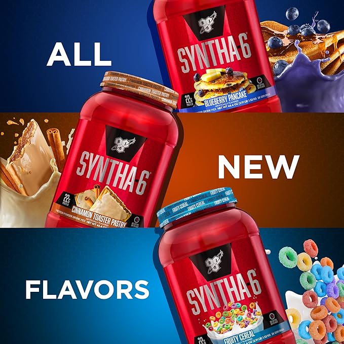 BSN SYNTHA-6 Premium Protein Powder with 6g of Fiber Whey Isolate Micellar Casein Milk Protein Isolate 5g of Fat Fruity Cereal 28 Servings 2.91 Pound (Packaging May Vary)
