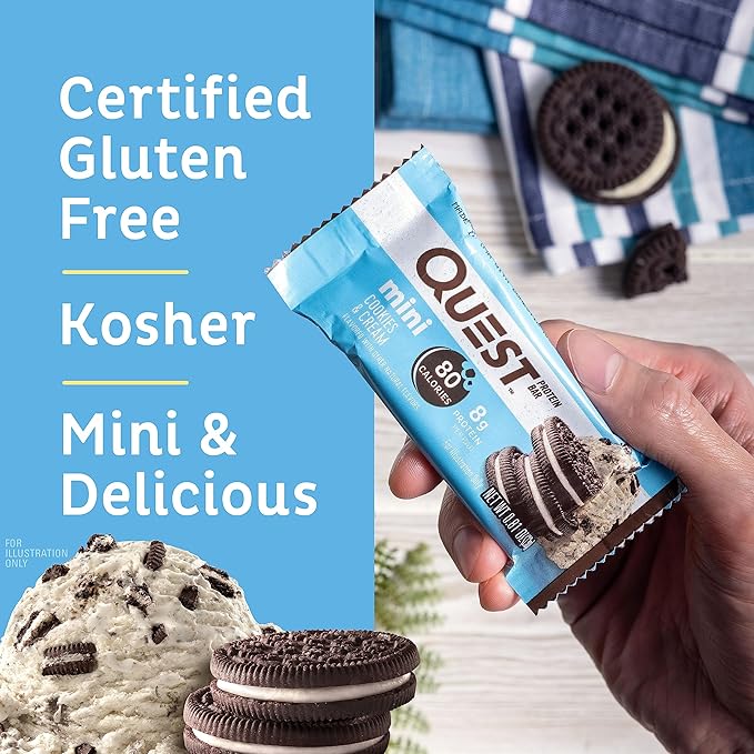 Quest Protein Bars Bundle - White Chocolate Raspberry 12 Count &amp Cookies 'N Cream Mini 14 Count