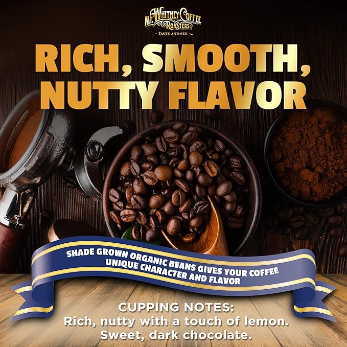 Mt. Whitney Organic Shade Grown Low Acid Coffee from Peru (Whole Bean 5 Lb)