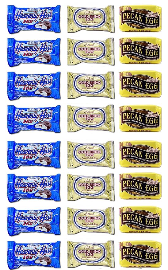 GeauxDat Cajun Favrits Chocolate Easter Eggs- 8 Gold Bricks 8 Heavenly Hash Marshmallow Eggs and 8 Pecan Eggs