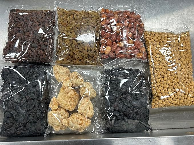 Mixed Dry Fruit &amp Snack Variety Pack 7 Bags Black Raisins Green Raisins Sundur Khani Oleaster Senjed Roasted Chickpeas Jaggery 1 lb Each Bulk 7 lb Bundle