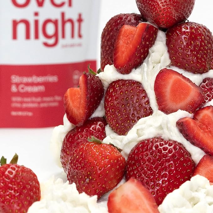 Oats Overnight Strawberries &amp Cream 8 Pack + BlenderBottle &amp Blueberry Cobbler 8 Pack - 20g Protein High Fiber Breakfast Shake - Gluten Free Non GMO Oatmeal