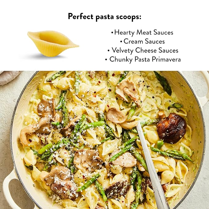 DeLallo Conchiglie Pasta Shells 1 Pound Bag 4 Pack Conch Shape Made with Durum Wheat Semolina Flour Cooks in 9 Minutes Non GMO