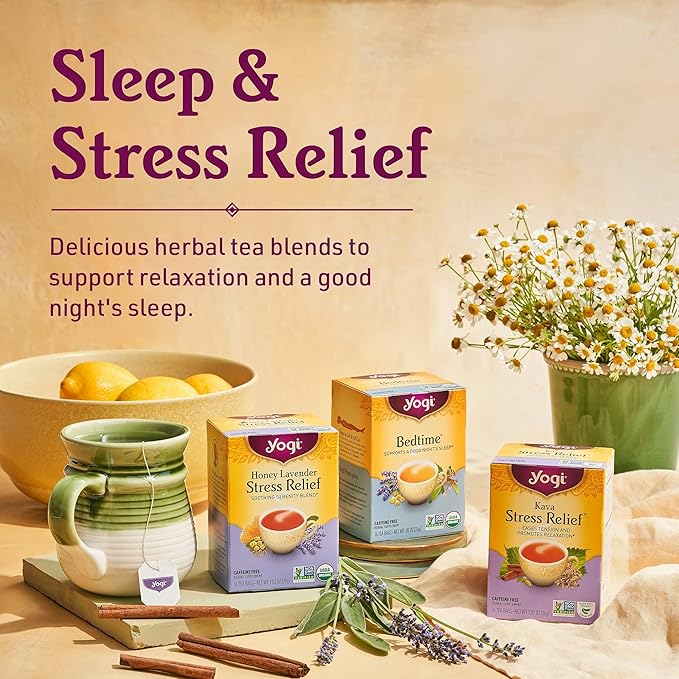 Yogi Tea Blueberry Sage Stress Relief - 16 Tea Bags per Pack (6 Packs) - Relaxing Calming Tea to Support Stress Response - Includes Ashwagandha Blueberry Sage Hibiscus &amp More