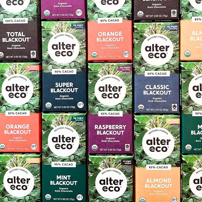 Alter Eco | Chocolate Bars | Pure Dark Cocoa Fair Trade Organic Non-GMO Gluten Free (12-Pack Orange Blackout)