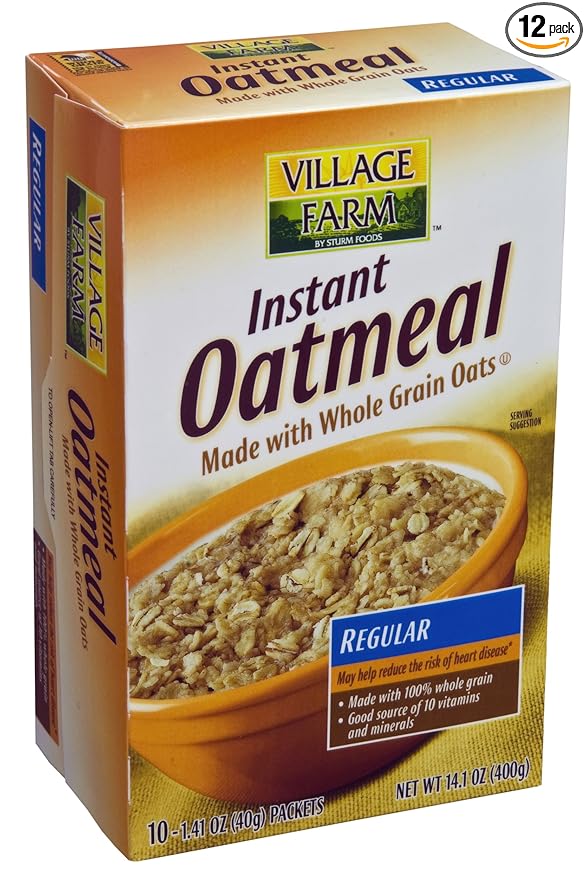 Sturm's Village Farm Instant Oatmeal Regular 12 Count 12-Ounce Boxes (Pack of 12)