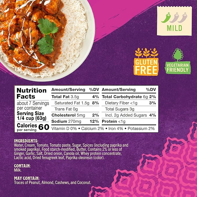 Patak’s Butter Chicken Simmer Sauce - Mild &amp Creamy Curry Sauce with Tomatoes &amp Spices - Gluten-Free &amp Vegetarian Authentic Indian Sauce - Perfect for Quick &amp Easy Curry Dishes - 15oz