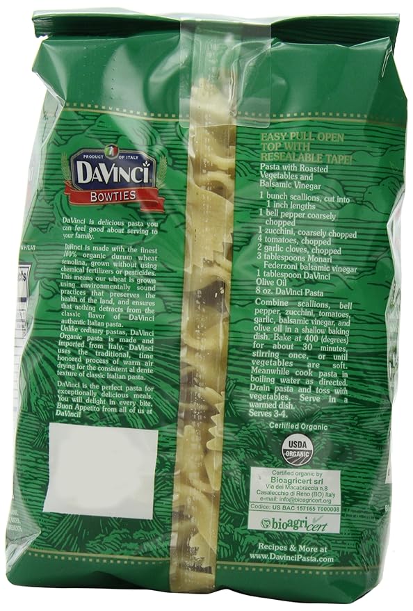 DaVinci Organic Pasta Bowties 16-Ounces (Pack of 12)
