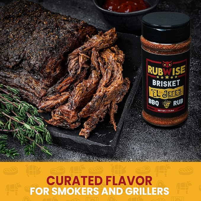 Texas Style Brisket Rub &amp El Jefe Rub by Rubwise | BBQ Rub &amp Spices for Smoking &amp Grilling | Beef Seasoning Dry Rub | Great on Brisket Steaks Ribs Burgers &amp More (1lb each)