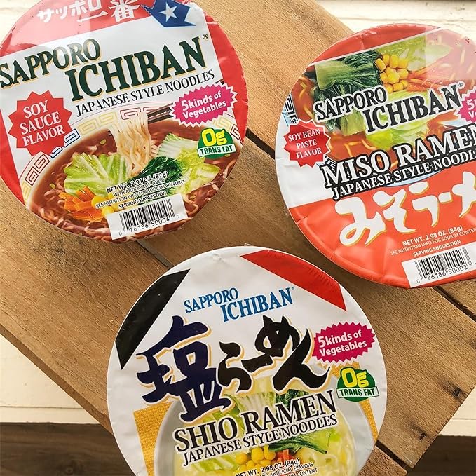 [SAPPORO ICHIBAN] Miso Ramen Bowl (Donburi) Noodles No. 1 Tasting Japanese Instant Cup Noodles (2.94 oz x 12 Bowls) (Miso)