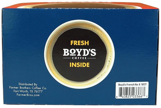 Boyd’s Coffee French No. 6 Dark Roast Single Serve Pods 12 Count (Pack of 6) – Rich Sweet &amp Smoky Arabica Coffee – Compatible with K-Cup Brewers