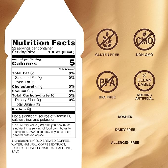 Monin - Premium Unsweetened Cold Brew Coffee Concentrate | Rich Espresso Flavor | Clean Label with No Artificial Flavors No Artificial Preservatives (BPA-Free Plastic Bottle 33.8 fl oz)