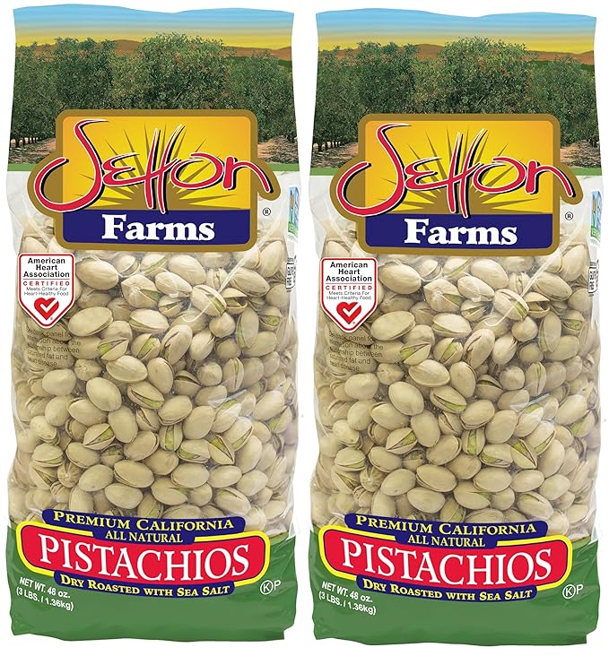 Setton Farms Premium Pistachios Dry Roasted with Sea Salt 48 Oz Bag (Pack of 2) Total 96 Oz. / 6 Lbs.