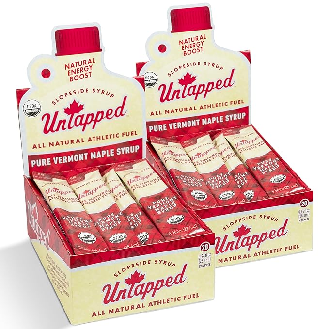 UnTapped Maple Syrup Packets Box of 20 Pack of 2 | Pure Maple Syrup Gel Packs for Runners | Single-Serve Running Energy Gels | Low Glycemic | Fuel to Keep You Running Longer