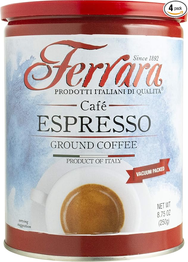 Ferrara Cafe Espresso Ground Coffee 8.75-Ounce Cans (Pack of 4)